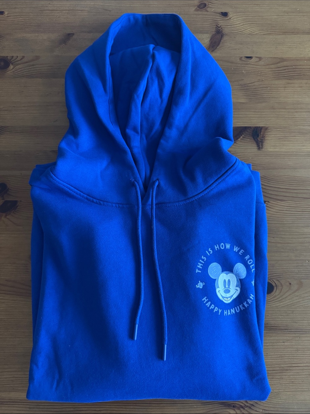 Disney “Happy Hanukkah” Blue Mickey Mouse Graphic Pullover Hoodie